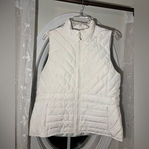 LOFT Quilted Puffer White Vest - Small